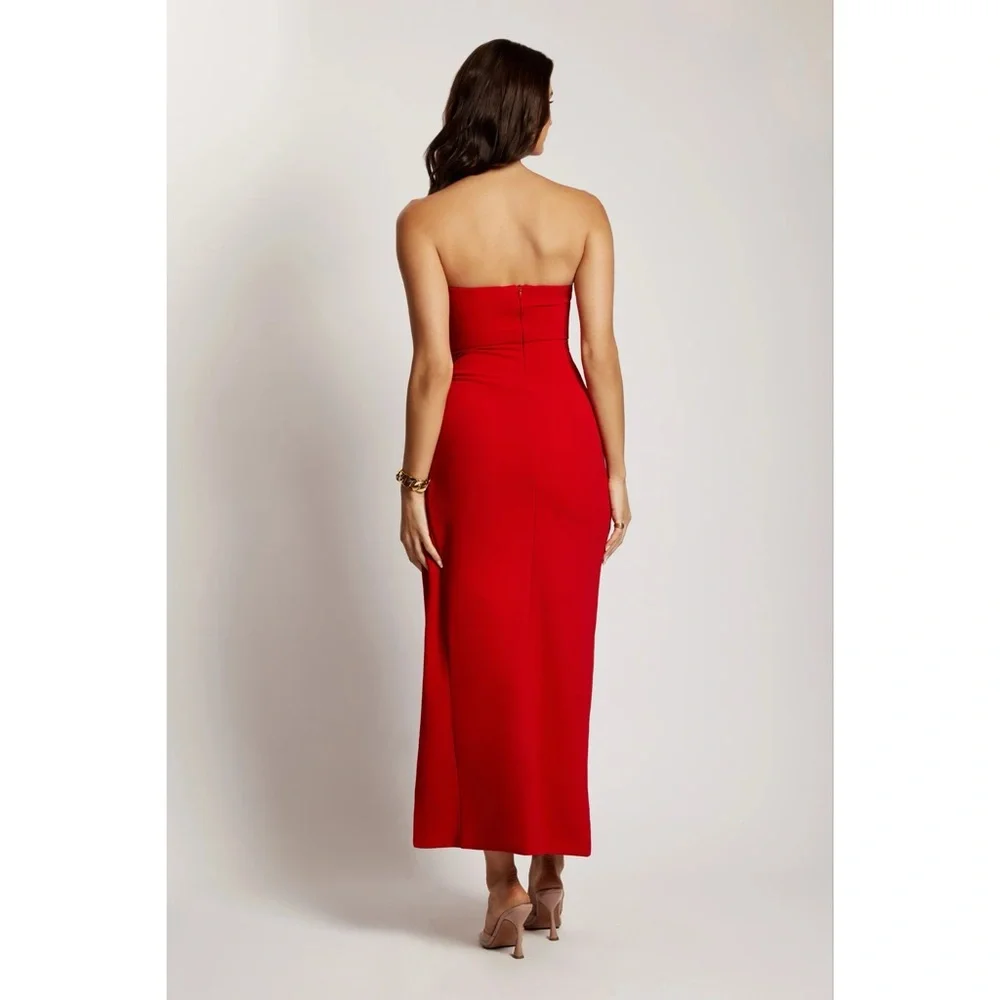 Meshki Red Strapless Maxi Dress - Picture 7 of 11